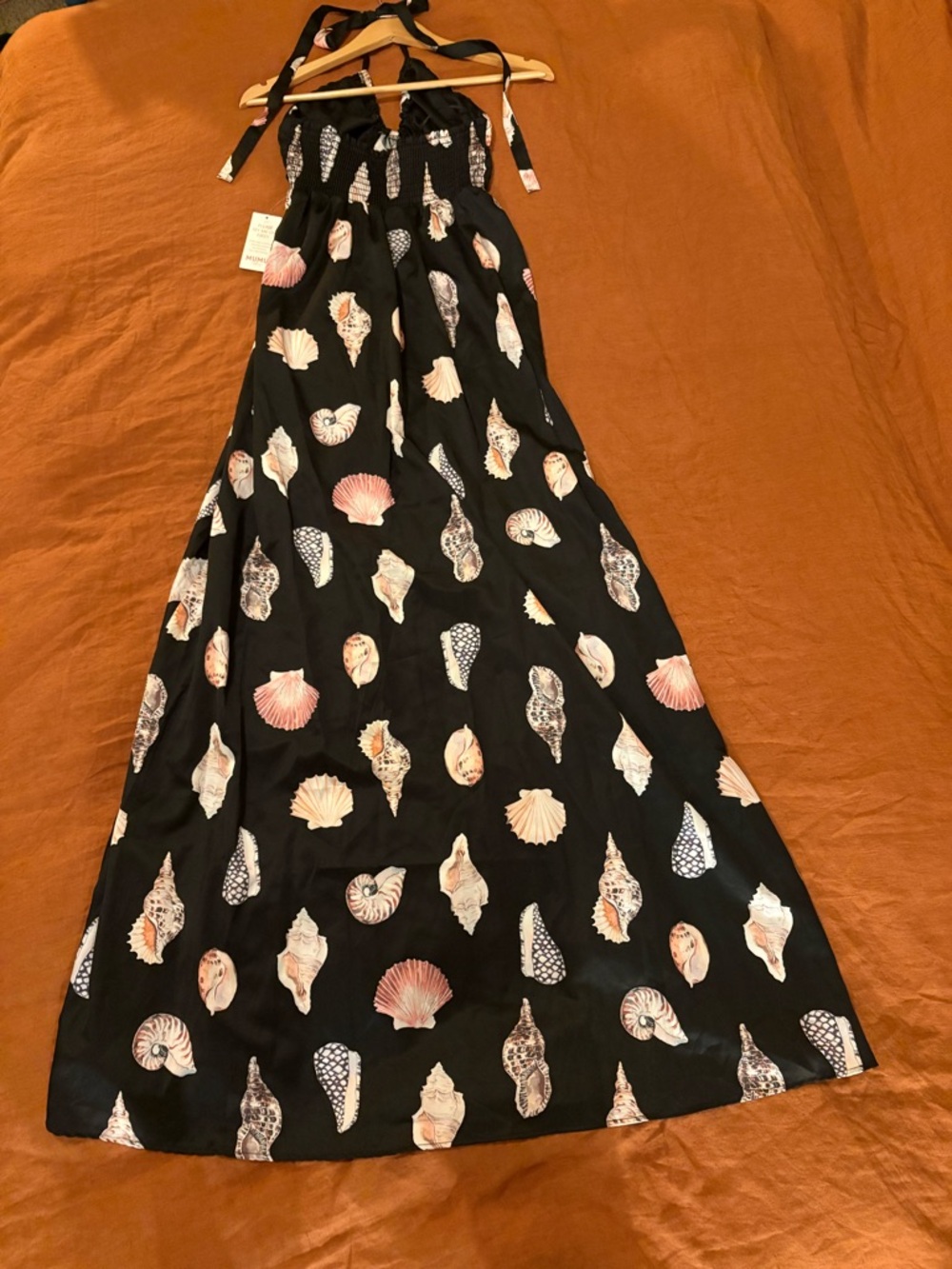 Show Me Your MuMu Milo’s Maxi Dress -  Black with Pink & Cream Shell Print - Picture 13 of 15